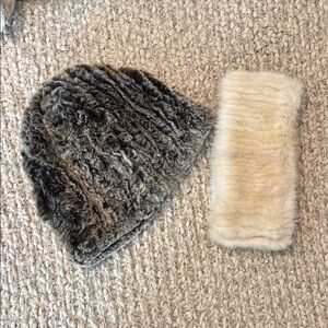 Real Fur Hat and Headband Set